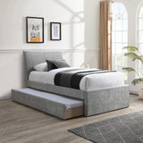 Myles Grey Chenille Fabric Twin Trundle Bed B1262Grey-T Meridian Furniture