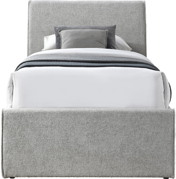 Myles Grey Chenille Fabric Twin Trundle Bed B1262Grey-T Meridian Furniture