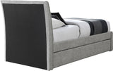 Myles Grey Chenille Fabric Twin Trundle Bed B1262Grey-T Meridian Furniture