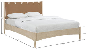 Meridian Furniture Santos Art Deco King Bed Vegan Leather Headboard Wood Platform Frame Bedroom Brown Style A B1264Brown-K