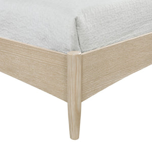 Meridian Furniture Santos Art Deco Full Bed Vegan Leather Curved Headboard Wood Frame Stylish Bedroom Cream B1264Cream-F