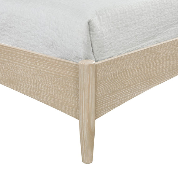 Meridian Furniture Santos Art Deco Full Bed Vegan Leather Curved Headboard Wood Frame Stylish Bedroom Cream B1264Cream-F