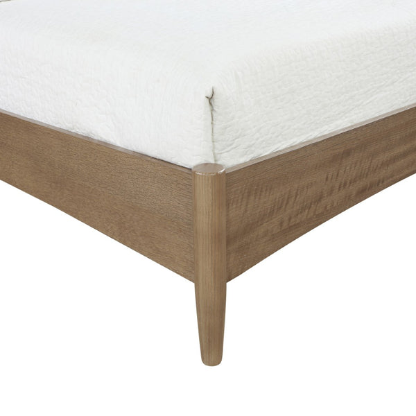 Meridian Furniture Santos Art Deco Full Bed Vegan Leather Curved Headboard Wood Frame Stylish Bedroom Beige B1265Beige-F