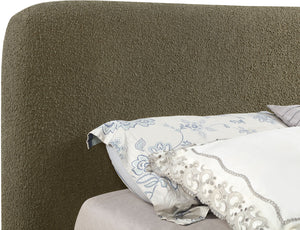 Rigby Olive Boucle Fabric Queen Bed B1276Olive-Q Meridian Furniture