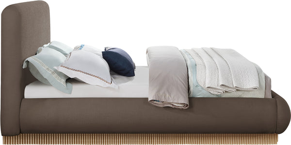 Rigby Brown Linen Textured Fabric Queen Bed B1277Brown-Q Meridian Furniture