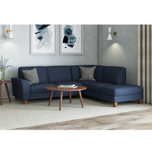 English Elm Modular L-shape Sectional Sofa Five Seat Woven Fabric Mid-century Tapered Wood Legs B127S00006
