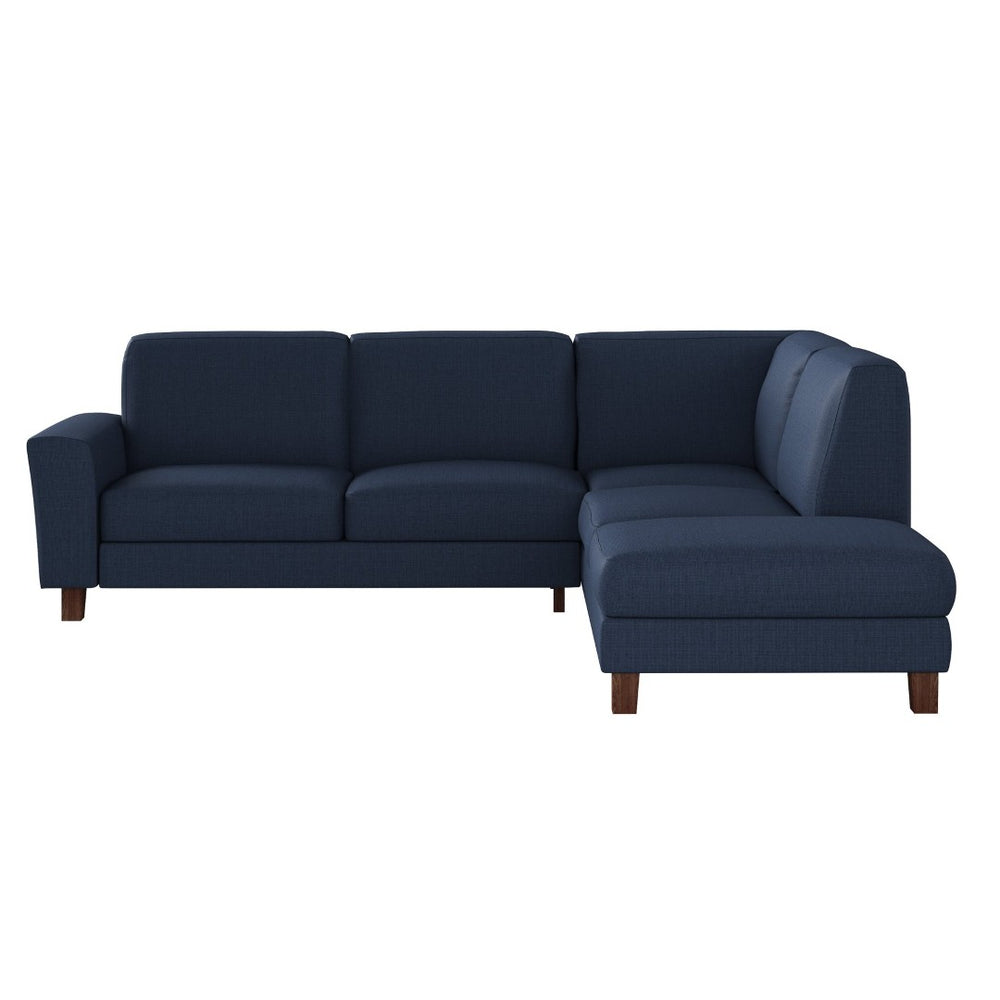 English Elm Modular L-shape Sectional Sofa Five Seat Woven Fabric Mid-century Tapered Wood Legs B127S00006