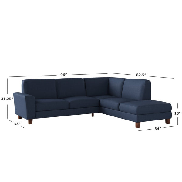 English Elm Modular L-shape Sectional Sofa Five Seat Woven Fabric Mid-century Tapered Wood Legs B127S00006