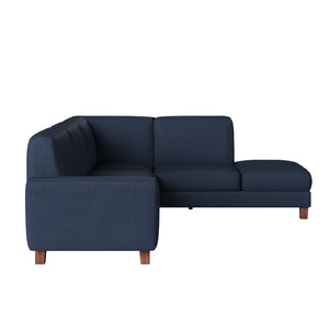 English Elm Modular L-shape Sectional Sofa Five Seat Woven Fabric Mid-century Tapered Wood Legs B127S00006