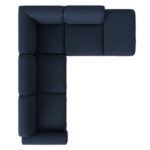 English Elm Modular L-shape Sectional Sofa Five Seat Woven Fabric Mid-century Tapered Wood Legs B127S00006