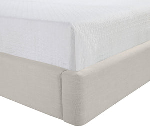 Meridian Furniture Kendall Winged Queen Bed Fully Upholstered Tailored Frame for Modern Bedroom Styling Beige Linen Textured Fabric B1282Beige-Q