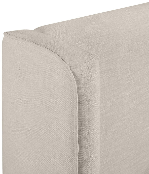Meridian Furniture Kendall Winged Queen Bed Fully Upholstered Tailored Frame for Modern Bedroom Styling Beige Linen Textured Fabric B1282Beige-Q