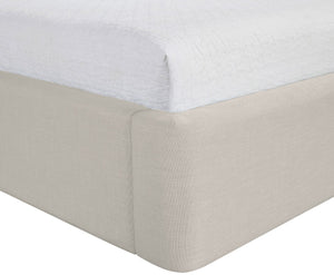 Meridian Furniture Kendall Winged Upholstered Twin Bed with Slatted Platform Base for Modern Bedrooms Beige Linen Textured Fabric B1282Beige-T
