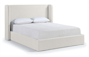 Meridian Furniture Kendall Winged Upholstered King Bed with Slatted Platform Base for Modern Bedroom Elegance Cream Linen Textured Fabric B1282Cream-K