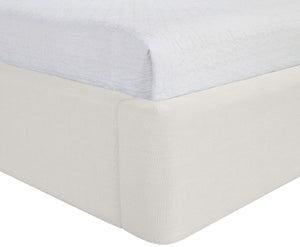 Meridian Furniture Kendall Winged Queen Bed Fully Upholstered Tailored Frame for Modern Bedroom Styling Cream Linen Textured Fabric B1282Cream-Q