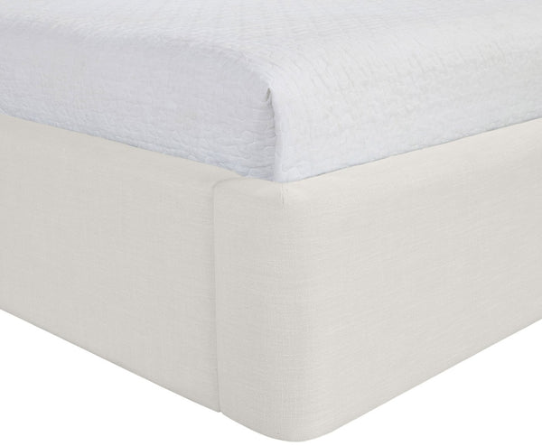 Meridian Furniture Kendall Winged Queen Bed Fully Upholstered Tailored Frame for Modern Bedroom Styling Cream Linen Textured Fabric B1282Cream-Q