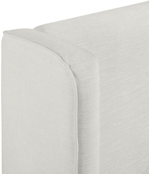 Meridian Furniture Kendall Winged Upholstered Twin Bed with Slatted Platform Base for Modern Bedrooms Cream Linen Textured Fabric B1282Cream-T