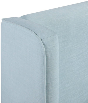 Meridian Furniture Kendall Winged Upholstered King Bed with Slatted Platform Base for Modern Bedroom Elegance Light Blue Linen Textured Fabric B1282LtBlu-K