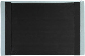 Meridian Furniture Kendall Winged Queen Bed Fully Upholstered Tailored Frame for Modern Bedroom Styling Light Blue Linen Textured Fabric B1282LtBlu-Q