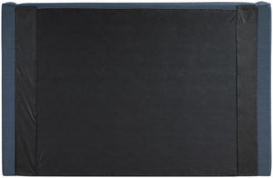 Meridian Furniture Kendall Full Bed with Winged Headboard in Navy Linen Fabric for Modern Bedrooms B1282Navy-F
