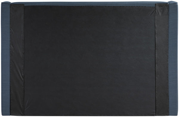 Meridian Furniture Kendall Full Bed with Winged Headboard in Navy Linen Fabric for Modern Bedrooms B1282Navy-F