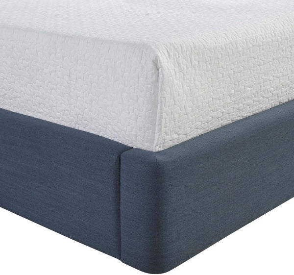 Meridian Furniture Kendall Full Bed with Winged Headboard in Navy Linen Fabric for Modern Bedrooms B1282Navy-F