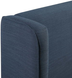 Meridian Furniture Kendall Winged Queen Bed Fully Upholstered Tailored Frame for Modern Bedroom Styling Navy Linen Textured Fabric B1282Navy-Q