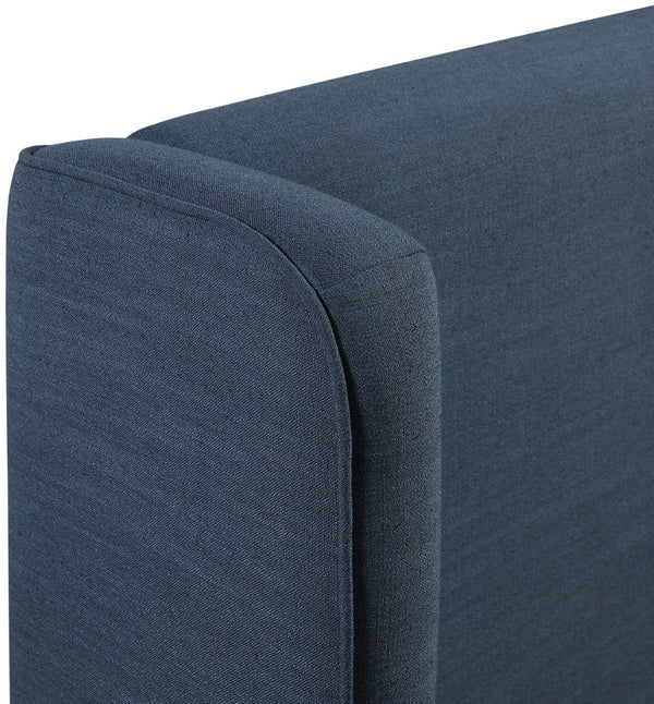 Meridian Furniture Kendall Winged Queen Bed Fully Upholstered Tailored Frame for Modern Bedroom Styling Navy Linen Textured Fabric B1282Navy-Q