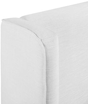 Meridian Furniture Kendall Winged Queen Bed Fully Upholstered Tailored Frame for Modern Bedroom Styling White Linen Textured Fabric B1282White-Q