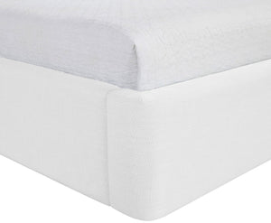 Meridian Furniture Kendall Winged Upholstered Twin Bed with Slatted Platform Base for Modern Bedrooms White Linen Textured Fabric B1282White-T