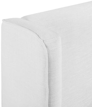 Meridian Furniture Kendall Winged Upholstered Twin Bed with Slatted Platform Base for Modern Bedrooms White Linen Textured Fabric B1282White-T