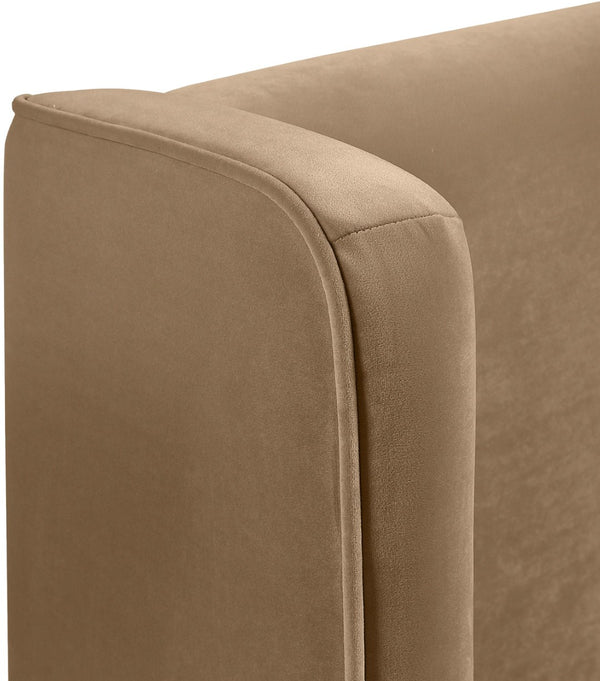 Meridian Furniture Kendall Full Bed Winged Headboard in Plush Beige Velvet for Modern Bedrooms B1283Beige-F