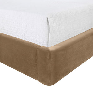 Meridian Furniture Kendall Winged Queen Bed Fully Upholstered Tailored Frame for Modern Bedroom Styling Beige Velvet B1283Beige-Q