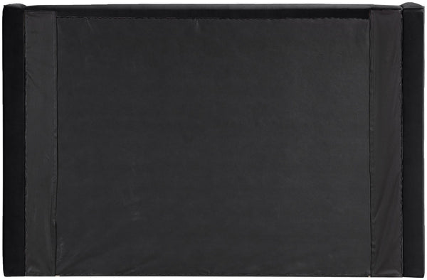 Meridian Furniture Kendall Winged Upholstered King Bed with Slatted Platform Base for Modern Bedroom Elegance Black Velvet B1283Black-K