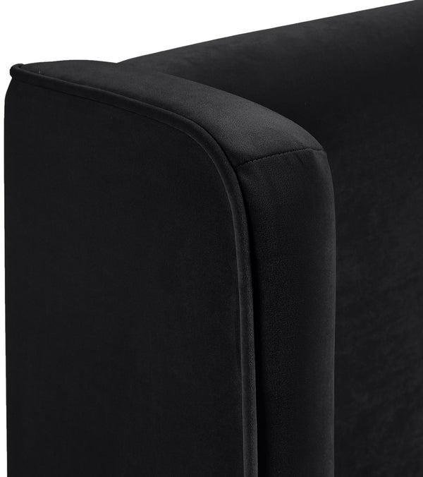 Meridian Furniture Kendall Winged Queen Bed Fully Upholstered Tailored Frame for Modern Bedroom Styling Black Velvet B1283Black-Q