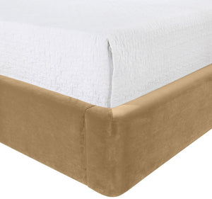 Meridian Furniture Kendall Winged Upholstered King Bed with Slatted Platform Base for Modern Bedroom Elegance Camel Velvet B1283Camel-K