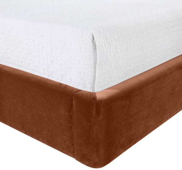 Meridian Furniture Kendall Wingback Full Bed Luxe Cognac Velvet Frame for Glam Bedroom Interiors B1283Cognac-F