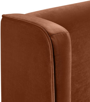Meridian Furniture Kendall Winged Upholstered King Bed with Slatted Platform Base for Modern Bedroom Elegance Cognac Velvet B1283Cognac-K