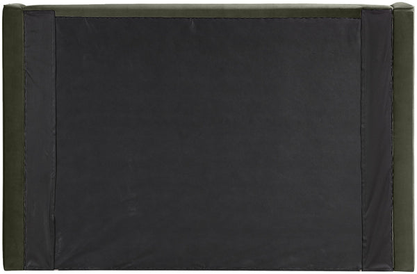 Meridian Furniture Kendall Winged Velvet Upholstered Full Bed with Plush Headboard for Modern Bedrooms B1283Green-F