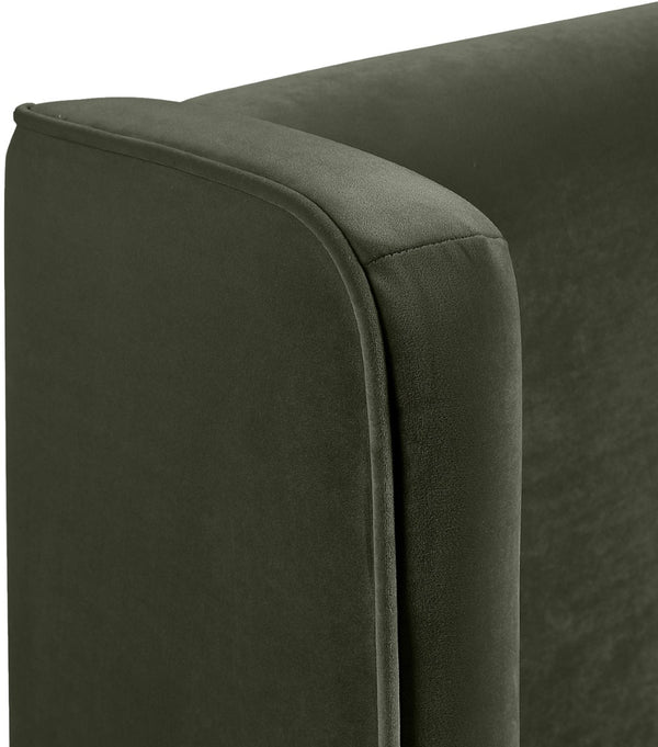 Meridian Furniture Kendall Winged Velvet Upholstered Full Bed with Plush Headboard for Modern Bedrooms B1283Green-F