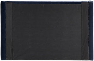 Meridian Furniture Kendall Winged Queen Bed Fully Upholstered Tailored Frame for Modern Bedroom Styling Navy Velvet B1283Navy-Q