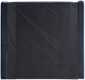 Meridian Furniture Kendall Winged Upholstered Twin Bed with Slatted Platform Base for Modern Bedrooms Navy Velvet B1283Navy-T