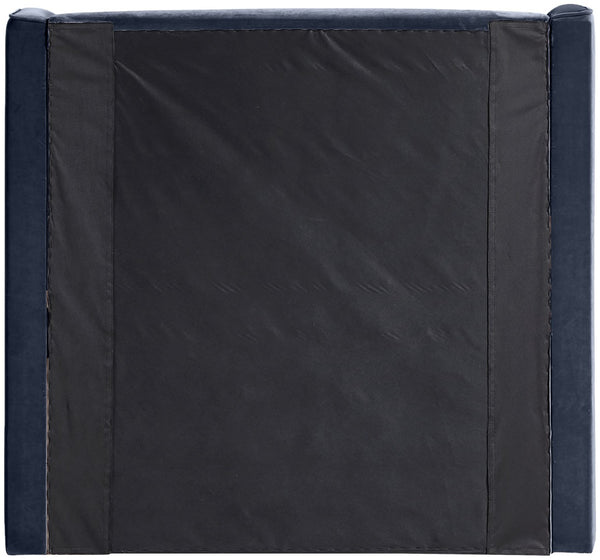 Meridian Furniture Kendall Winged Upholstered Twin Bed with Slatted Platform Base for Modern Bedrooms Navy Velvet B1283Navy-T