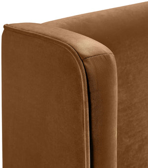 Meridian Furniture Kendall Winged Velvet Full Bed Upholstered Frame with Tailored Glam Headboard B1283Saddle-F