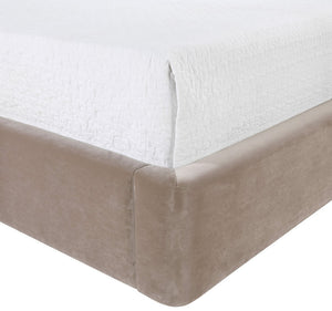 Meridian Furniture Kendall Winged Velvet Upholstered Full Bed with Tailored Frame for Modern Bedrooms B1283Taupe-F
