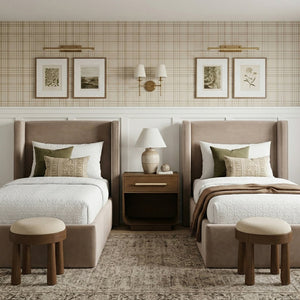 Meridian Furniture Kendall Winged Upholstered Twin Bed with Slatted Platform Base for Modern Bedrooms Taupe Velvet B1283Taupe-T