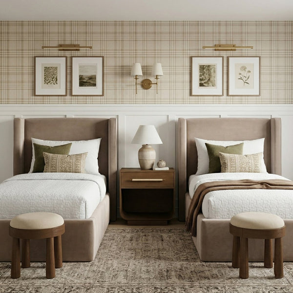 Meridian Furniture Kendall Winged Upholstered Twin Bed with Slatted Platform Base for Modern Bedrooms Taupe Velvet B1283Taupe-T