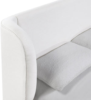 Meridian Furniture Aurin Wingback King Bed Linen Upholstered Platform Frame with Solid Walnut Wood Base Cream - A B1285Cream-K