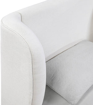 Meridian Furniture Aurin Wingback Twin Bed Sculptural Linen Upholstered Headboard with Walnut Wood Platform Base Cream - A B1285Cream-T