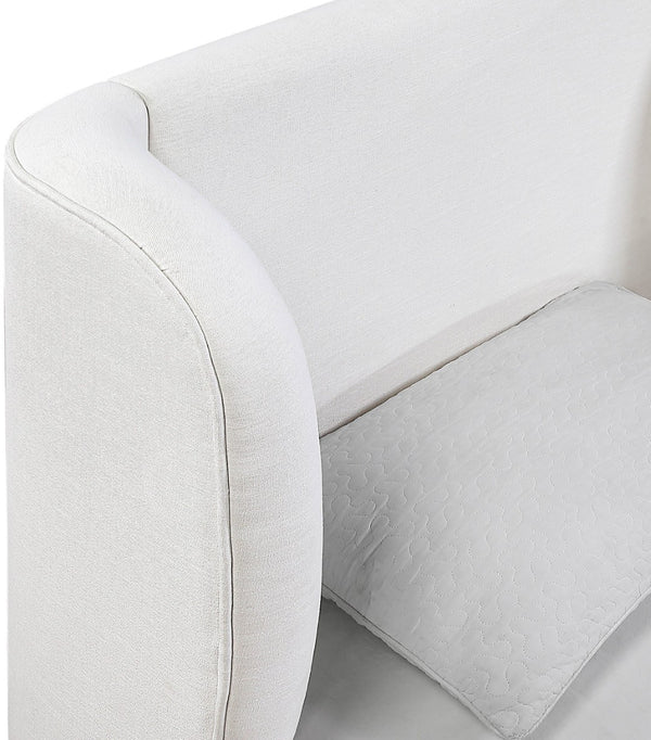 Meridian Furniture Aurin Wingback Twin Bed Sculptural Linen Upholstered Headboard with Walnut Wood Platform Base Cream - A B1285Cream-T